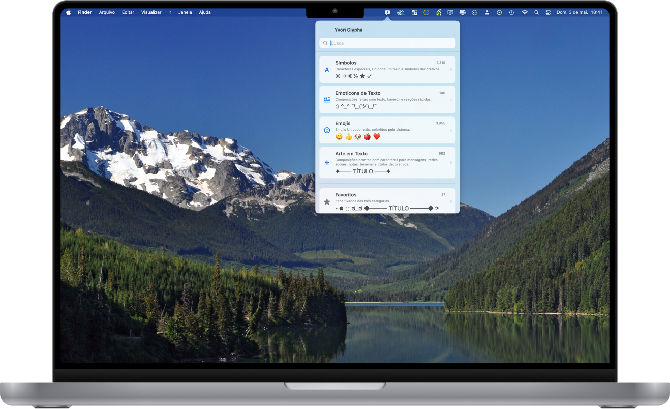 Glypha open on a MacBook