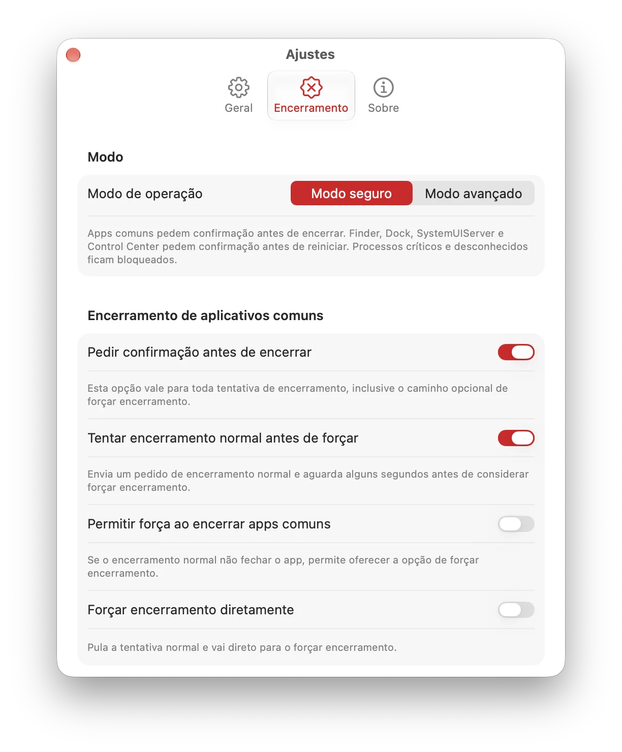App Sniper on Mac: operation and quitting settings.