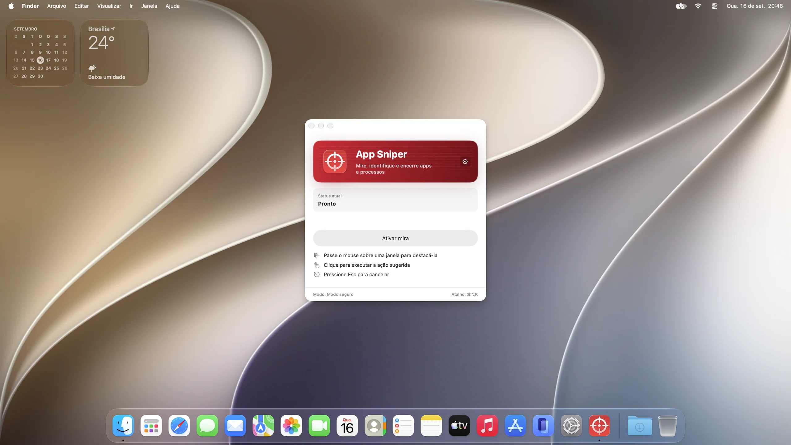 App Sniper on Mac: App Sniper on the desktop.