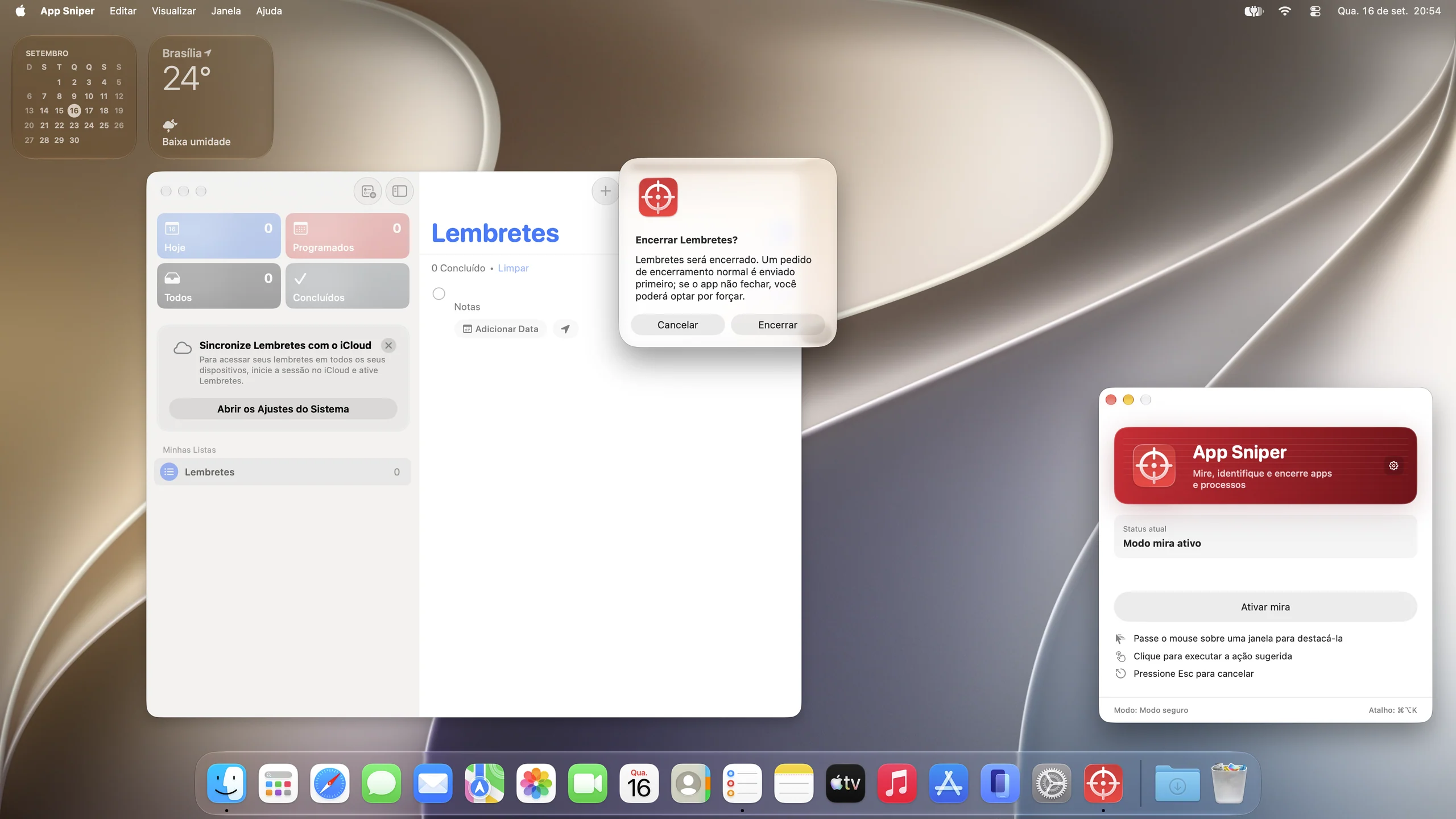 App Sniper on Mac: confirmation before quitting.